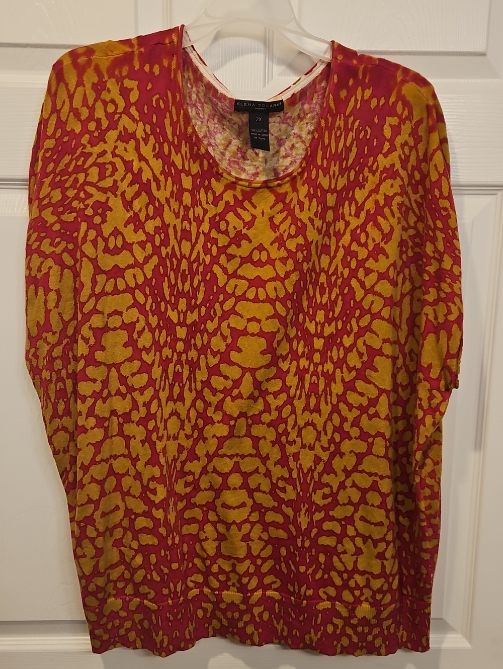 Elena Solano Bold Pink and Mustard Print Top